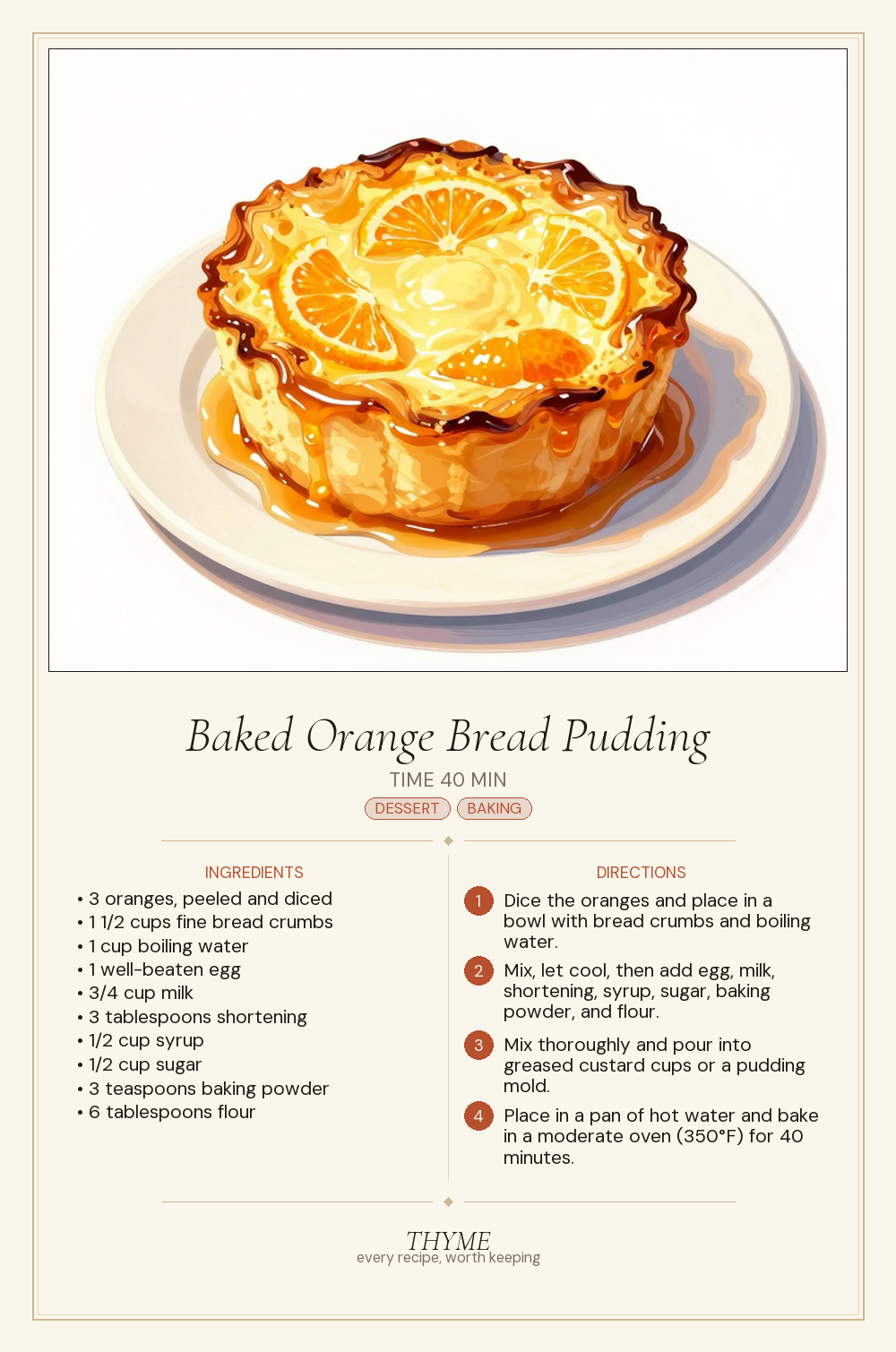 Baked Orange Bread Pudding