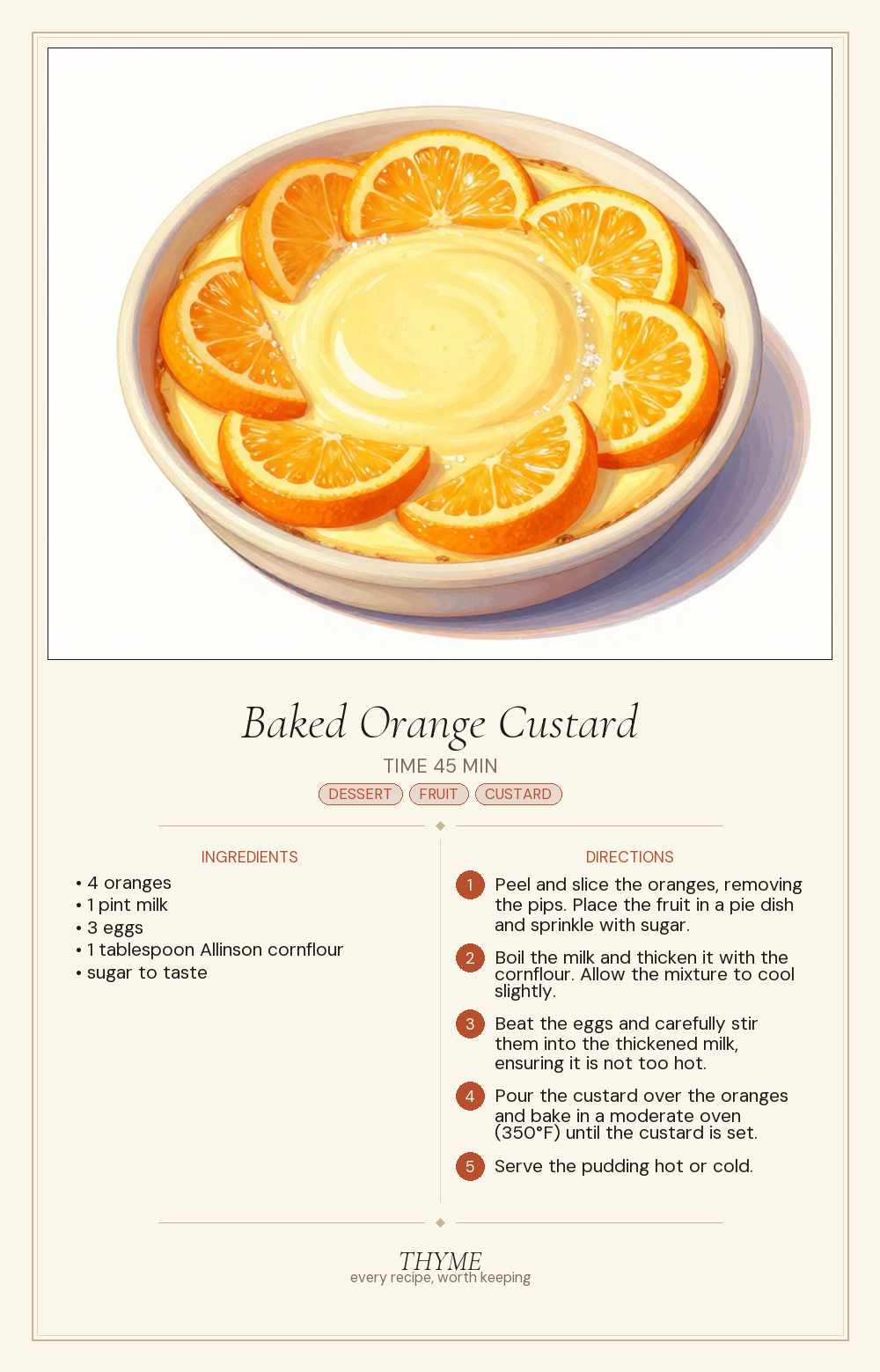 Baked Orange Custard