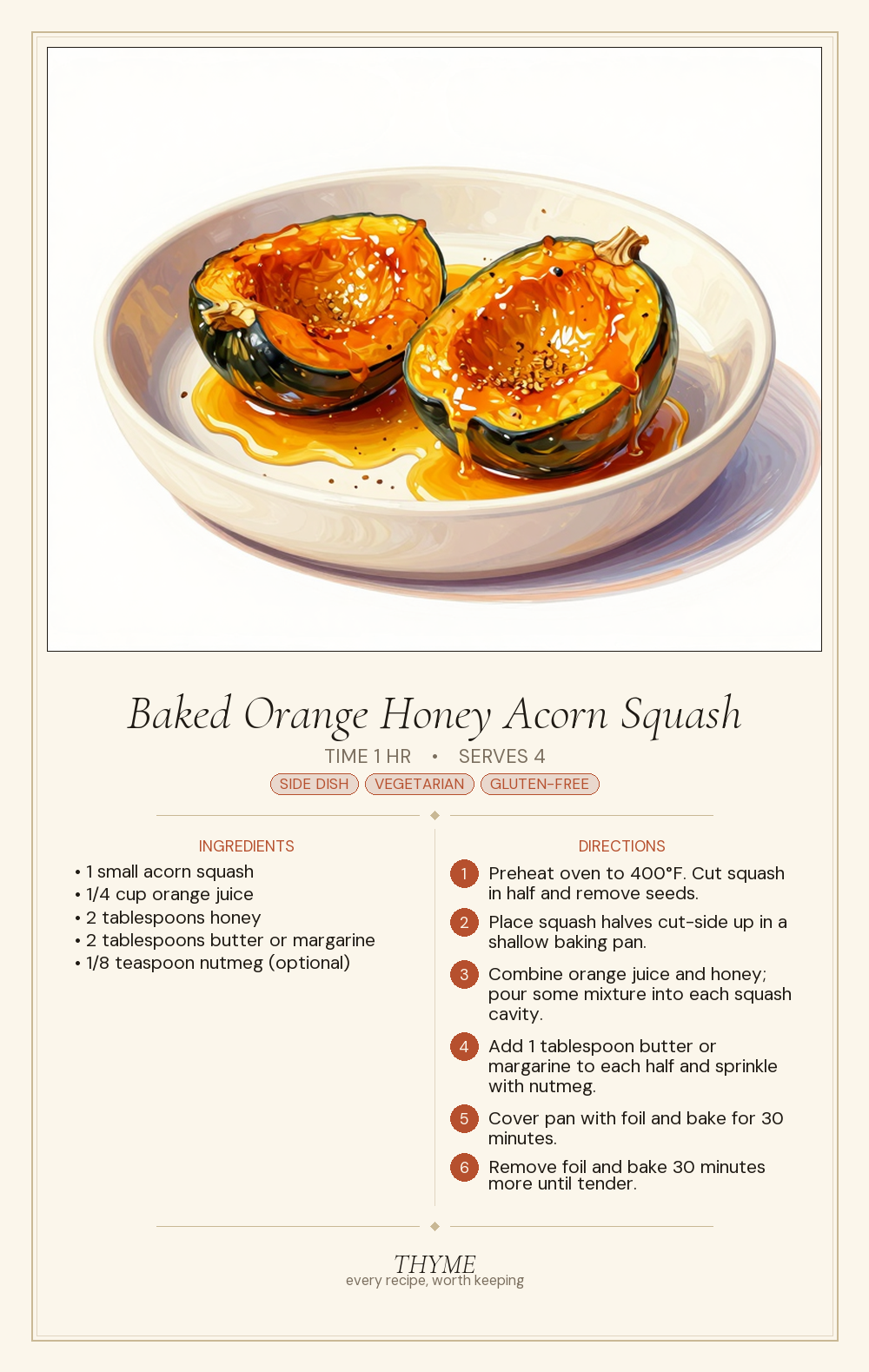 Baked Orange Honey Acorn Squash