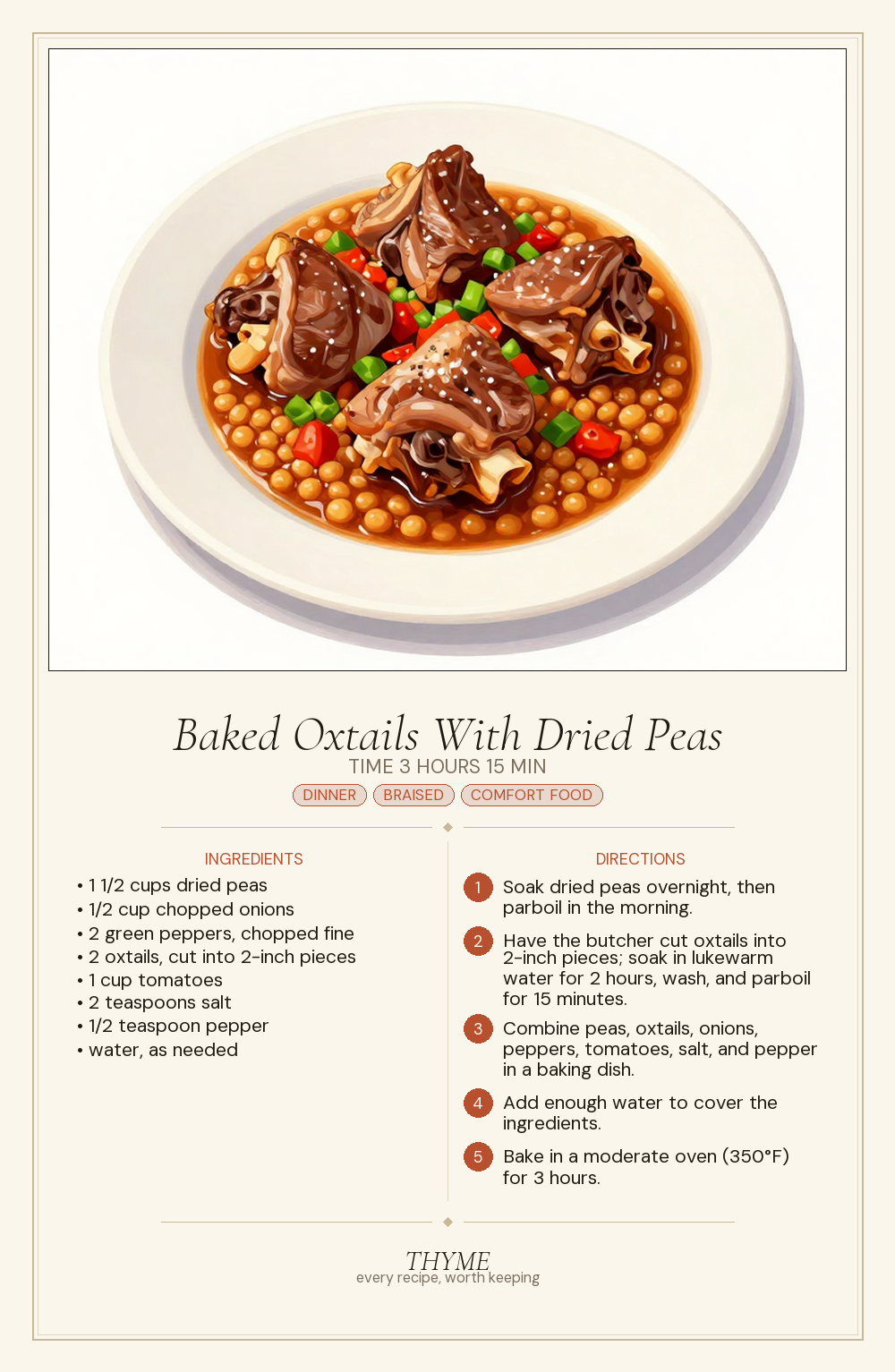 Baked Oxtails With Dried Peas