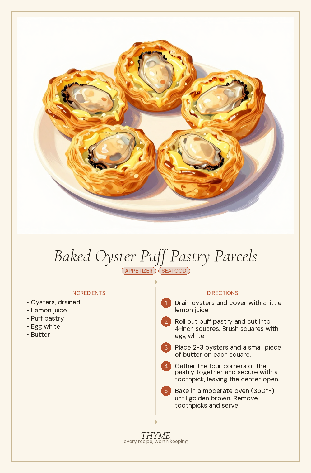 Baked Oyster Puff Pastry Parcels