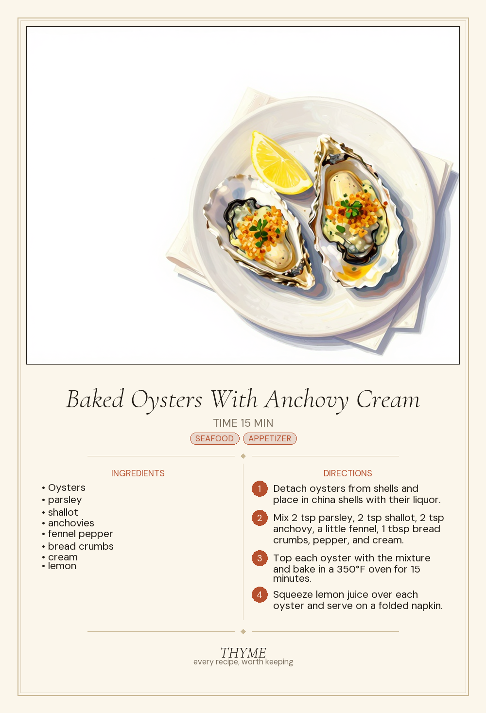 Baked Oysters With Anchovy Cream