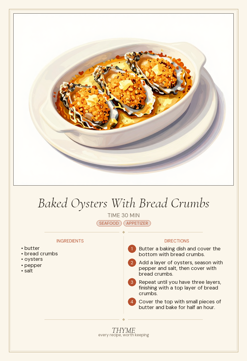 Baked Oysters With Bread Crumbs