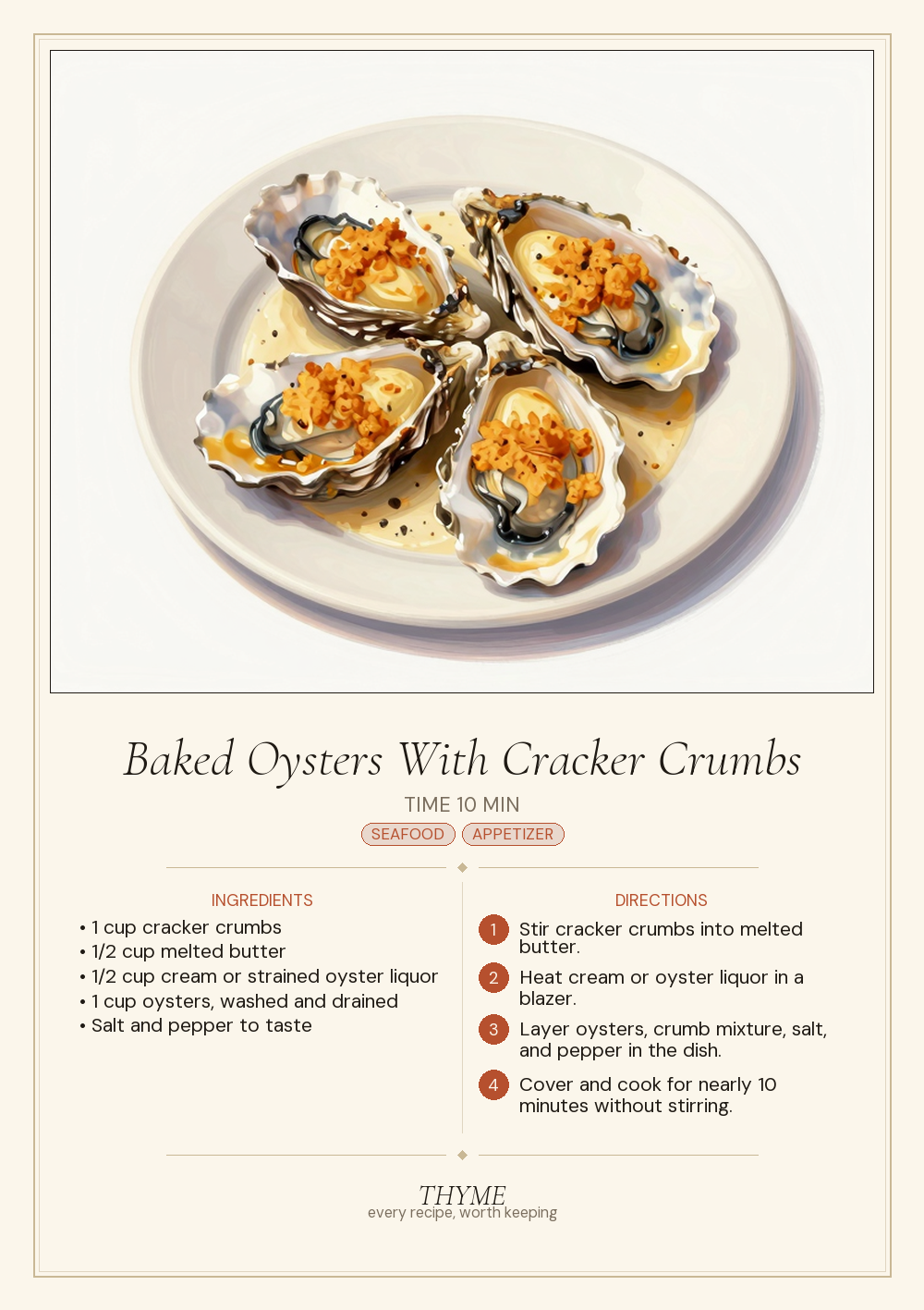 Baked Oysters With Cracker Crumbs