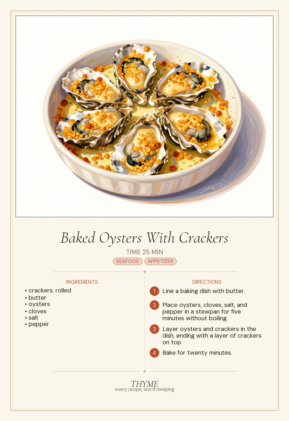 Baked Oysters With Crackers