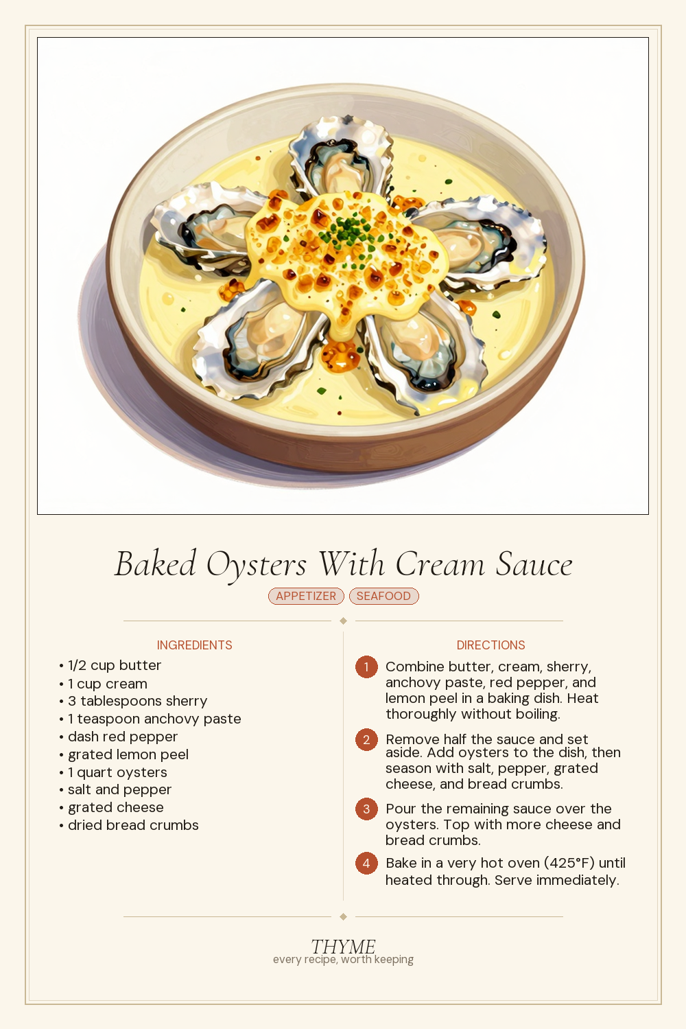 Baked Oysters With Cream Sauce