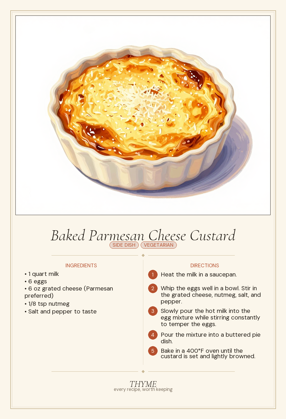 Baked Parmesan Cheese Custard