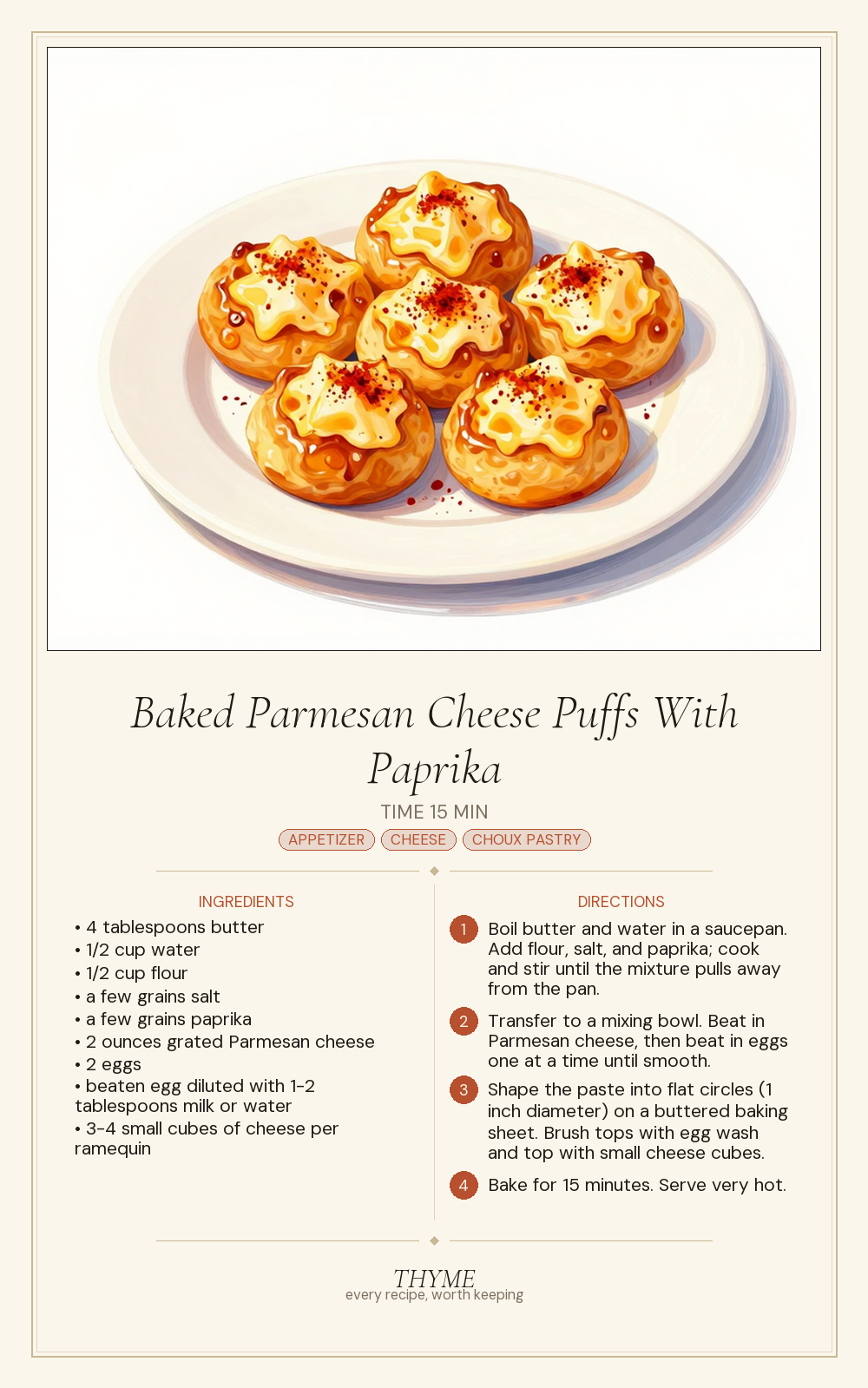 Baked Parmesan Cheese Puffs With Paprika