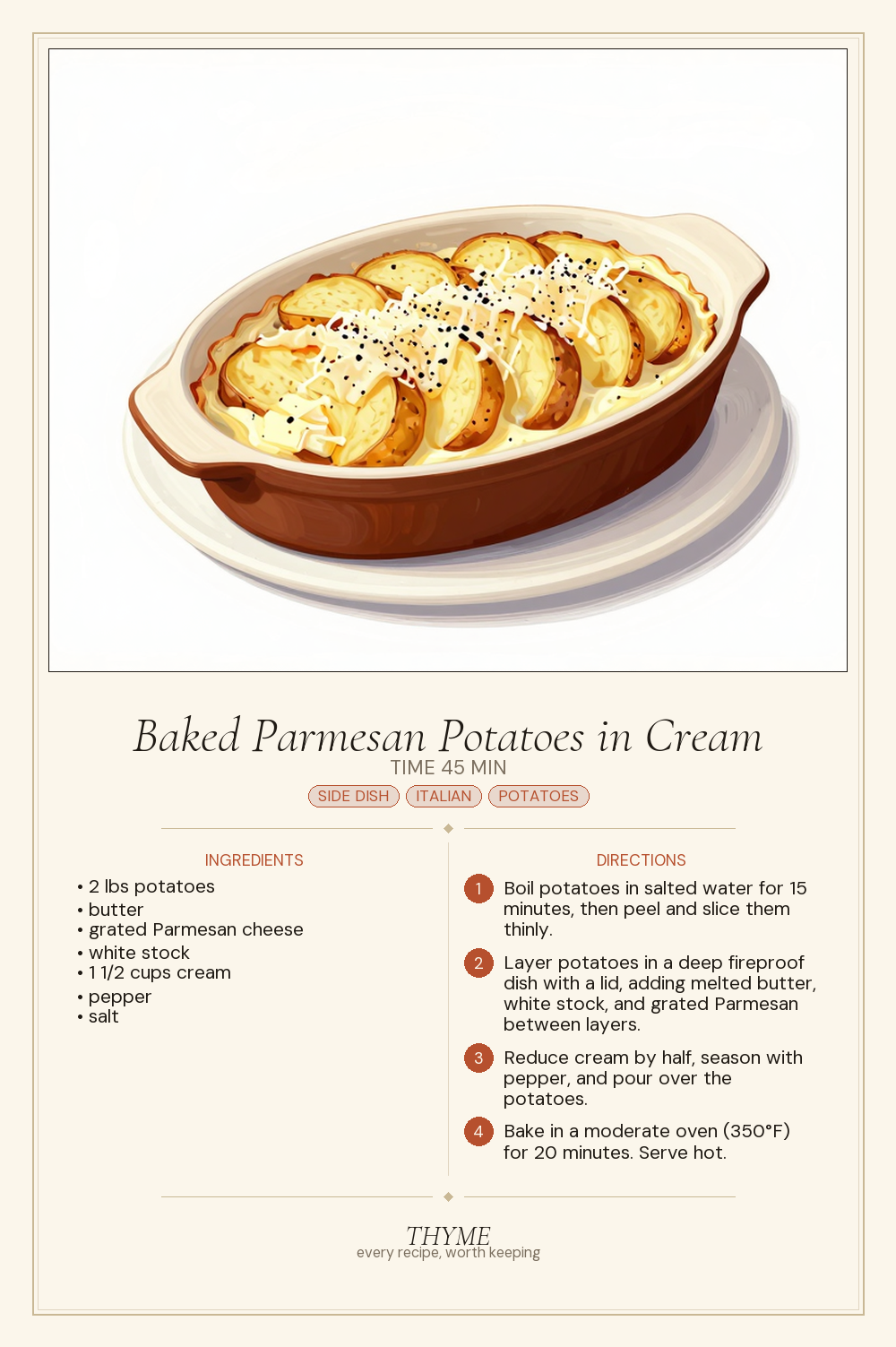 Baked Parmesan Potatoes in Cream