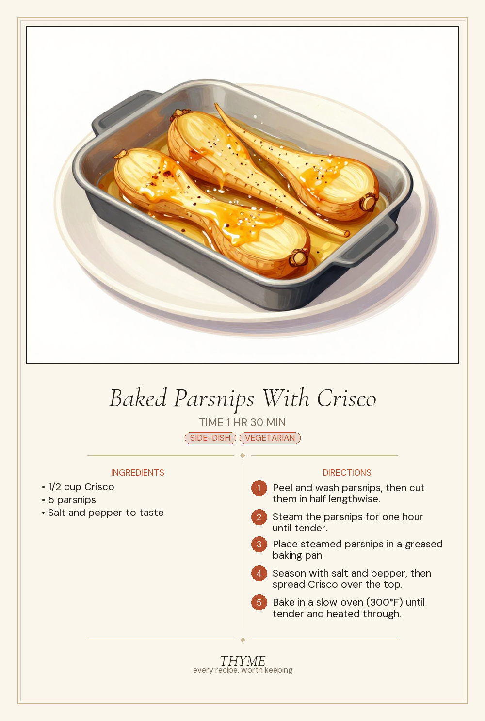 Baked Parsnips With Crisco