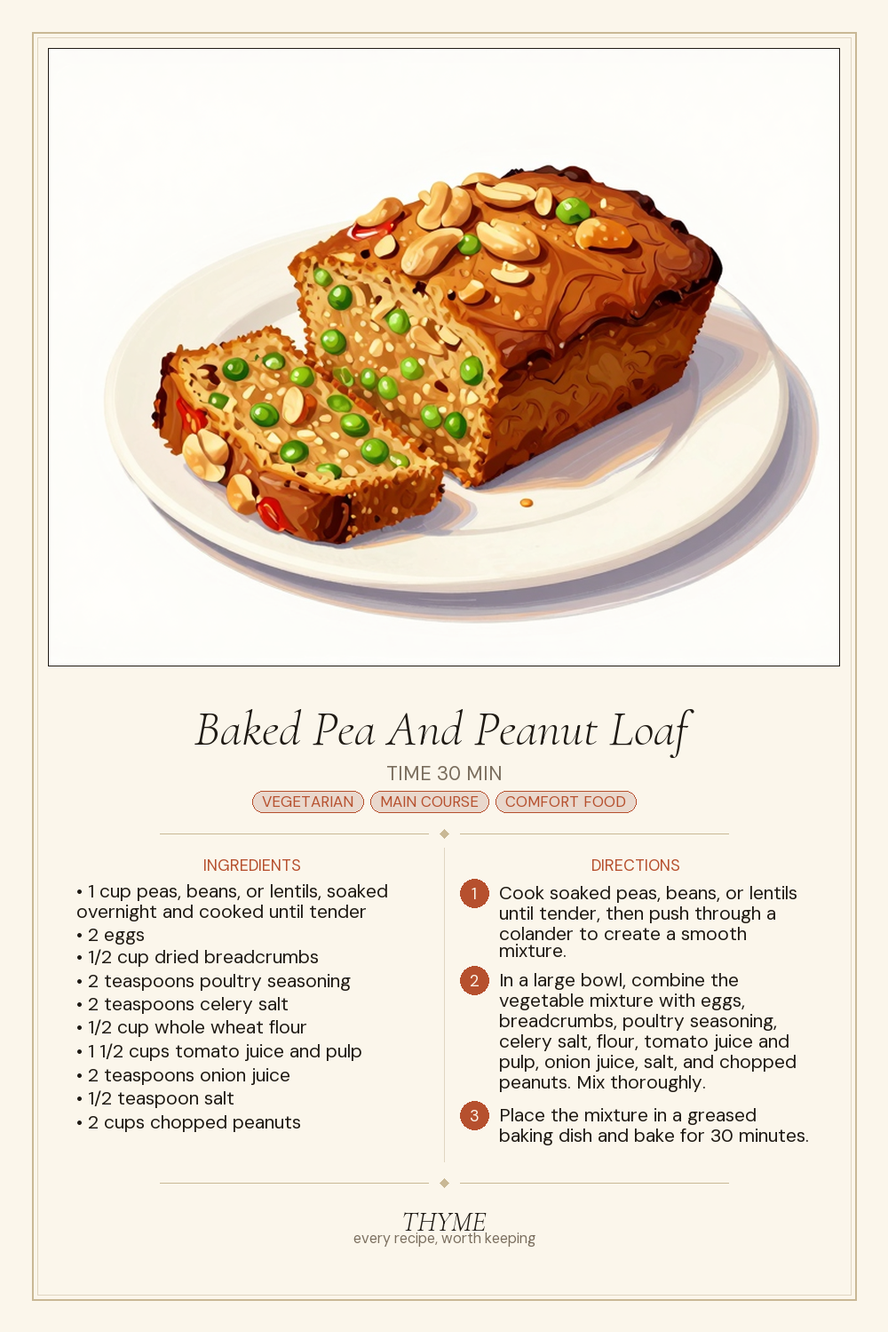 Baked Pea And Peanut Loaf