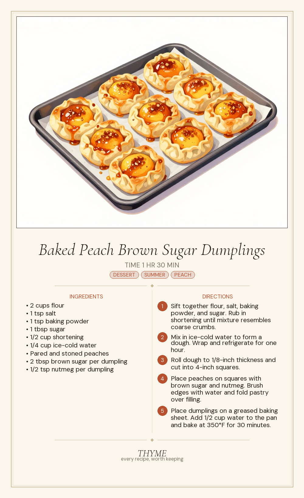 Baked Peach Brown Sugar Dumplings