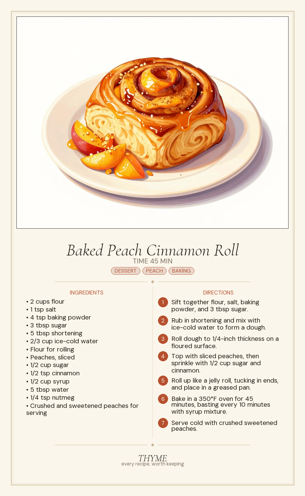 Baked Peach Cinnamon Roll