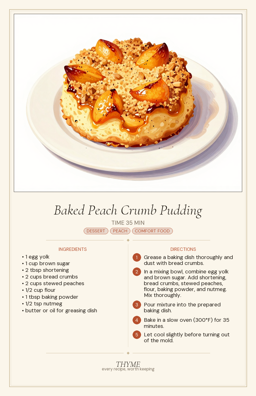 Baked Peach Crumb Pudding