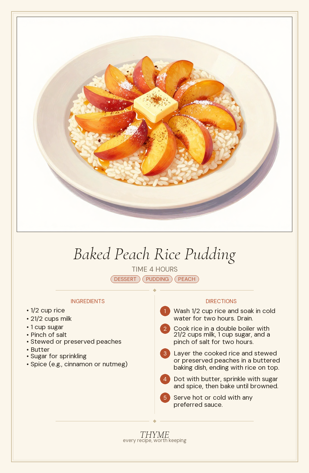 Baked Peach Rice Pudding