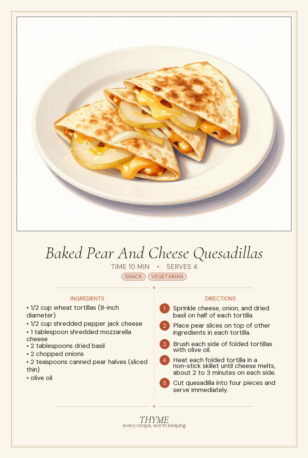 Baked Pear And Cheese Quesadillas
