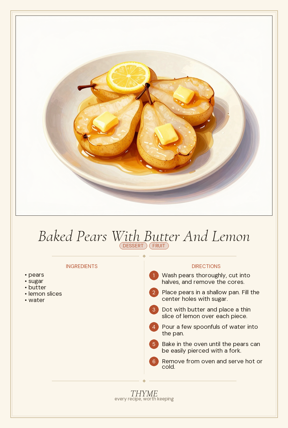 Baked Pears With Butter And Lemon