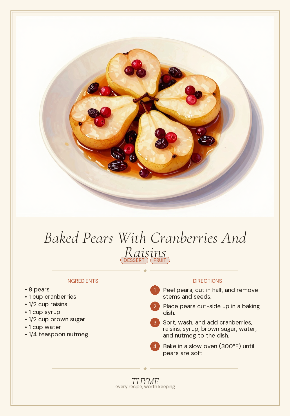 Baked Pears With Cranberries And Raisins