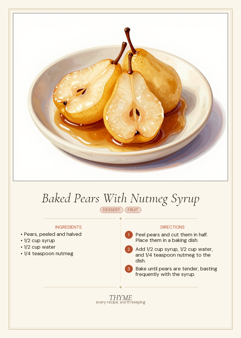 Baked Pears With Nutmeg Syrup