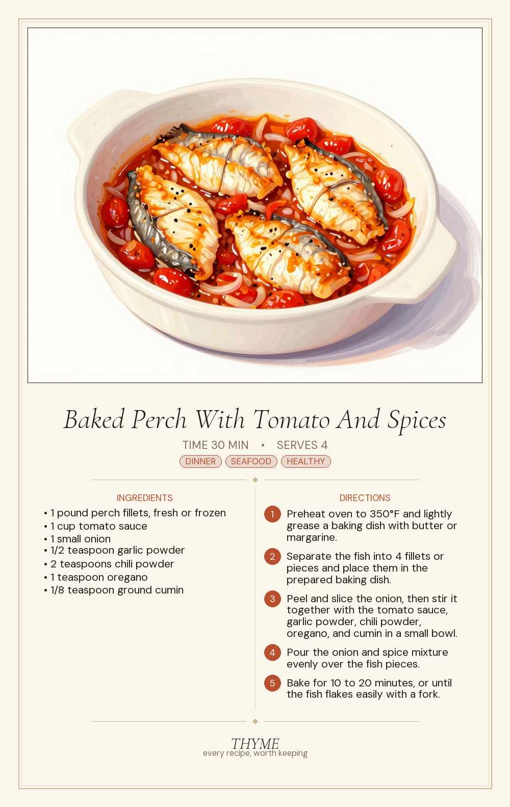 Baked Perch With Tomato And Spices