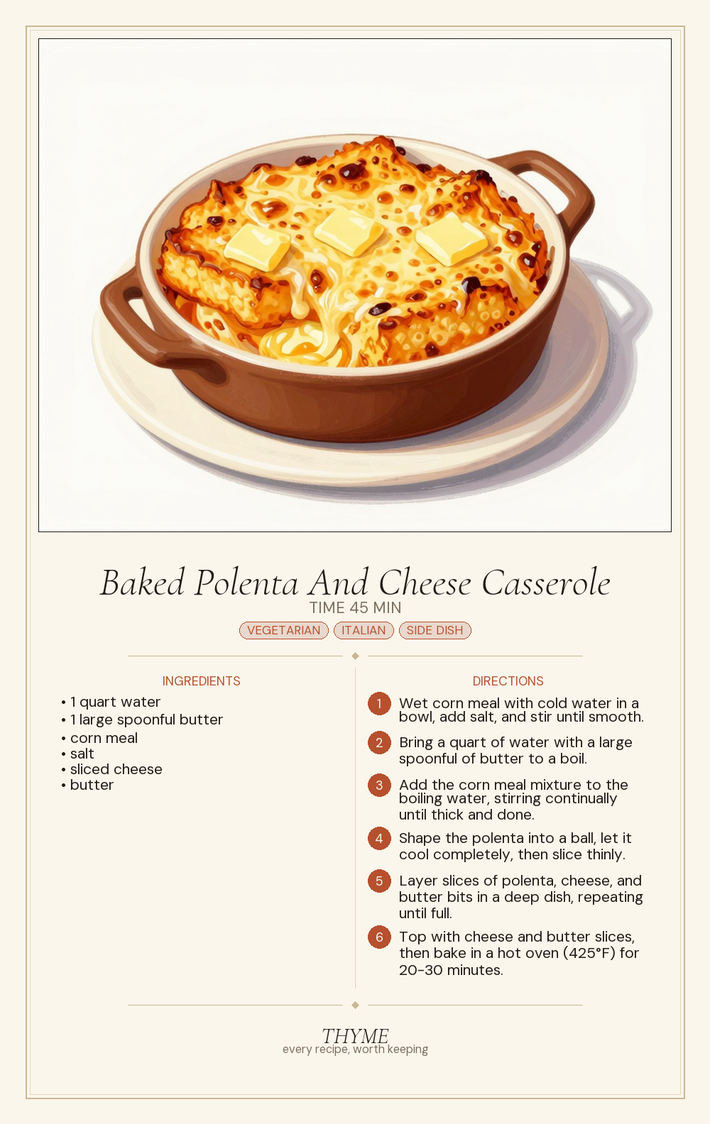 Baked Polenta And Cheese Casserole