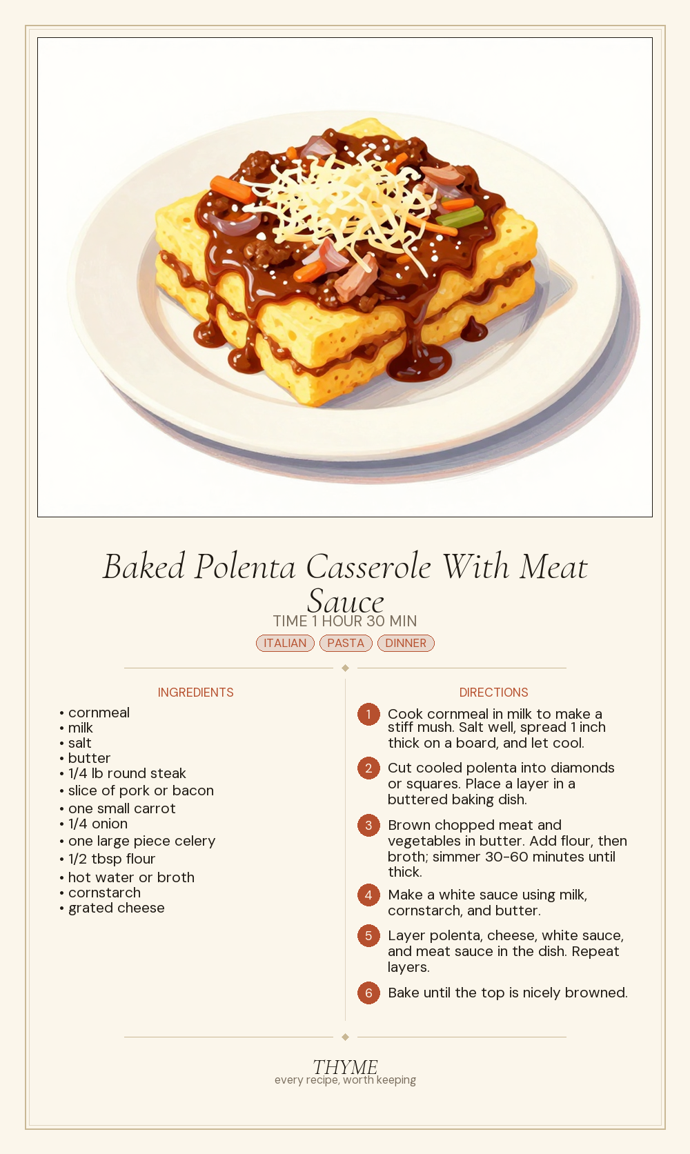 Baked Polenta Casserole With Meat Sauce