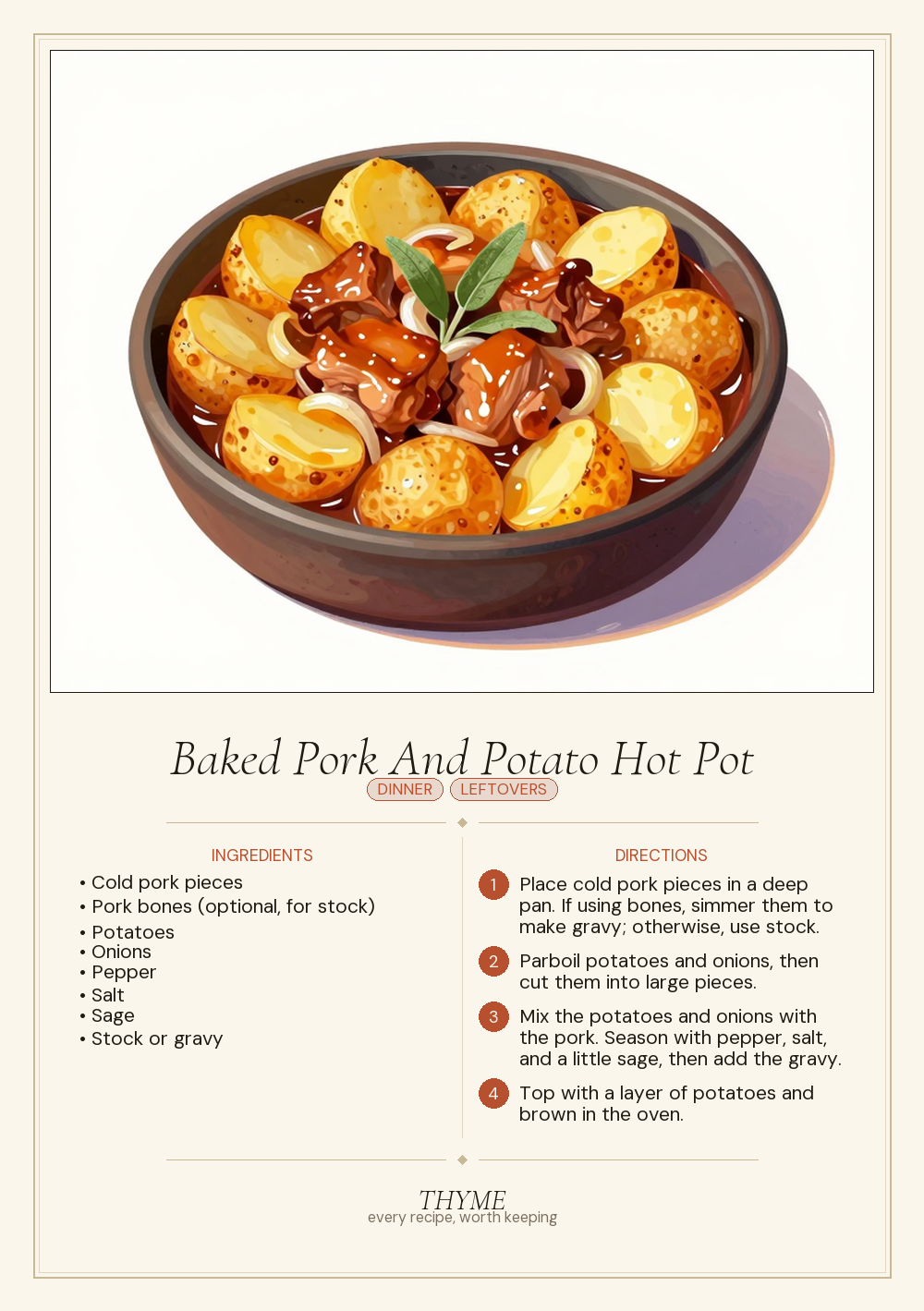 Baked Pork And Potato Hot Pot