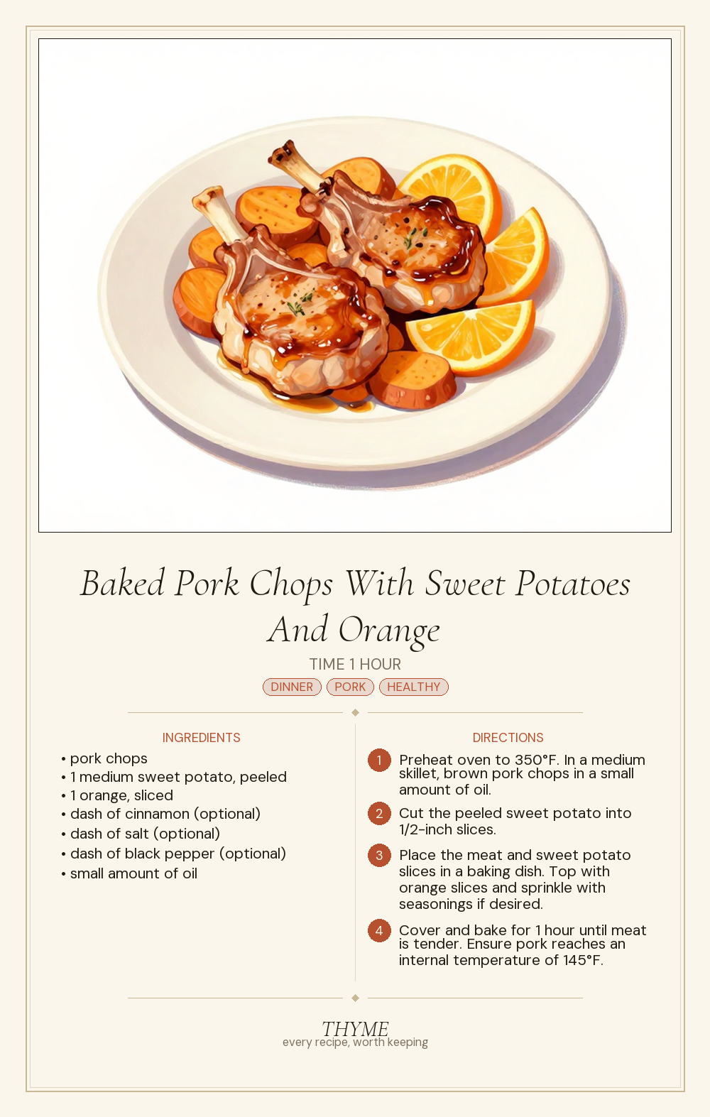 Baked Pork Chops With Sweet Potatoes And Orange