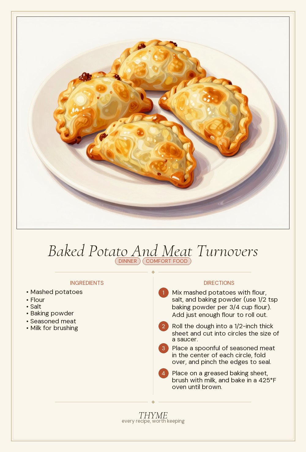 Baked Potato And Meat Turnovers
