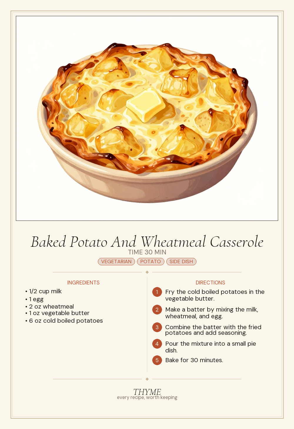 Baked Potato And Wheatmeal Casserole