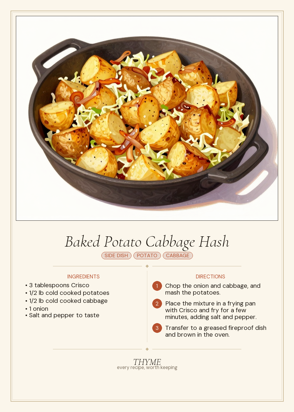 Baked Potato Cabbage Hash