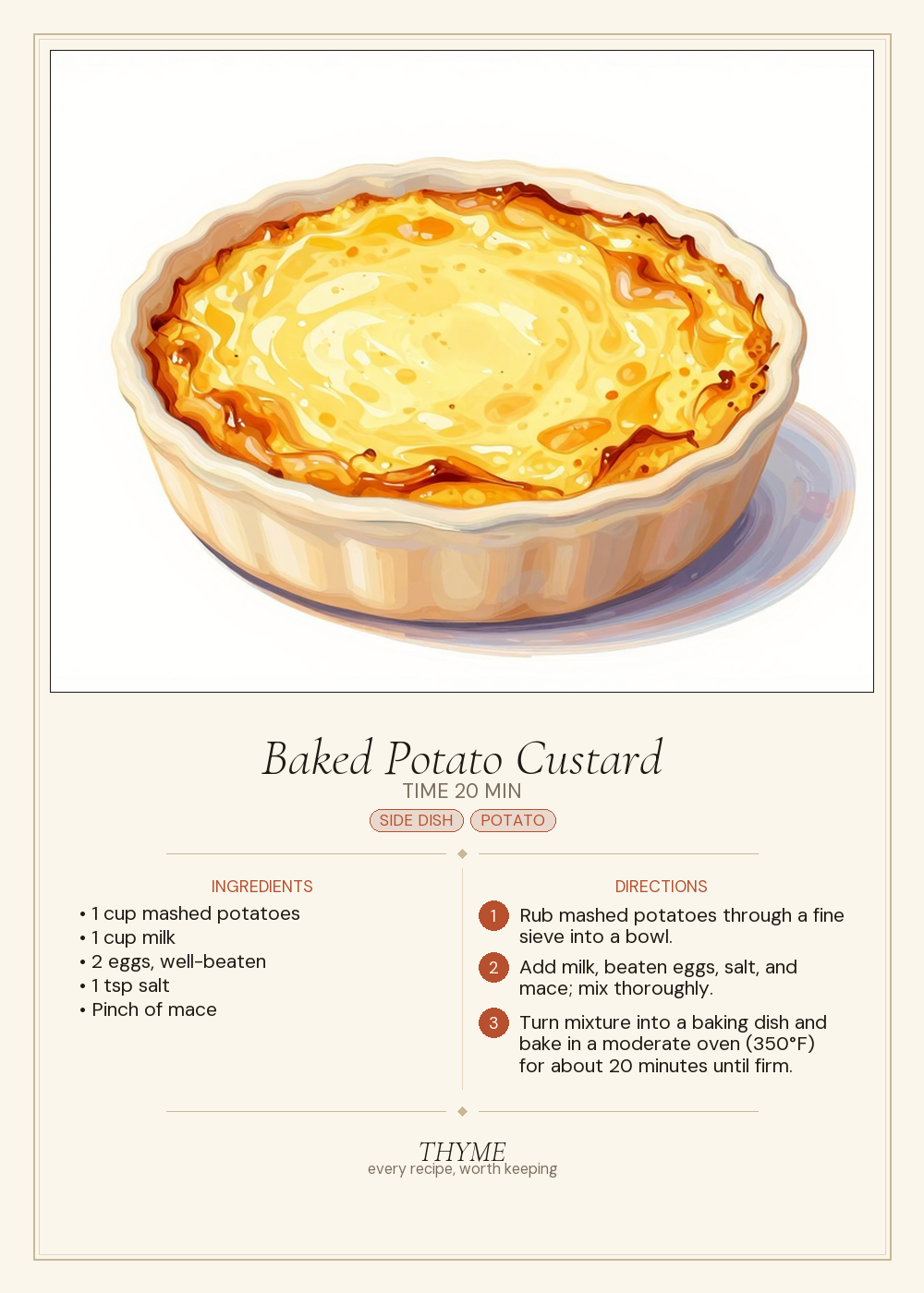 Baked Potato Custard
