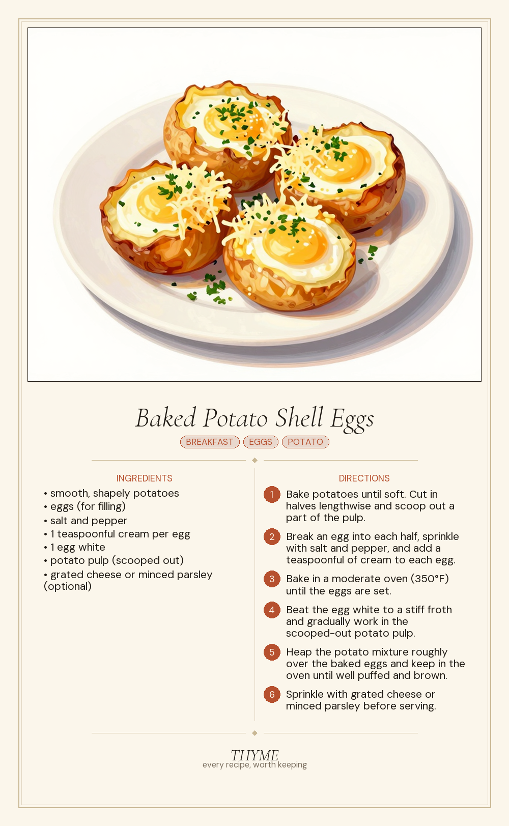 Baked Potato Shell Eggs
