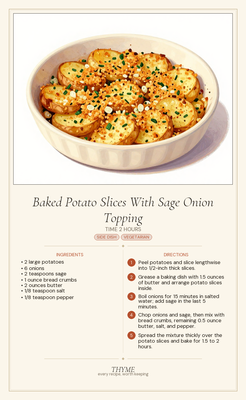 Baked Potato Slices With Sage Onion Topping