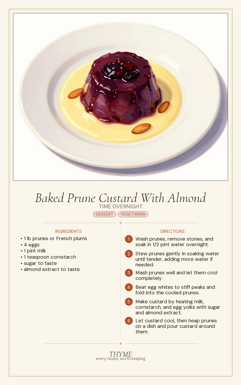 Baked Prune Custard With Almond