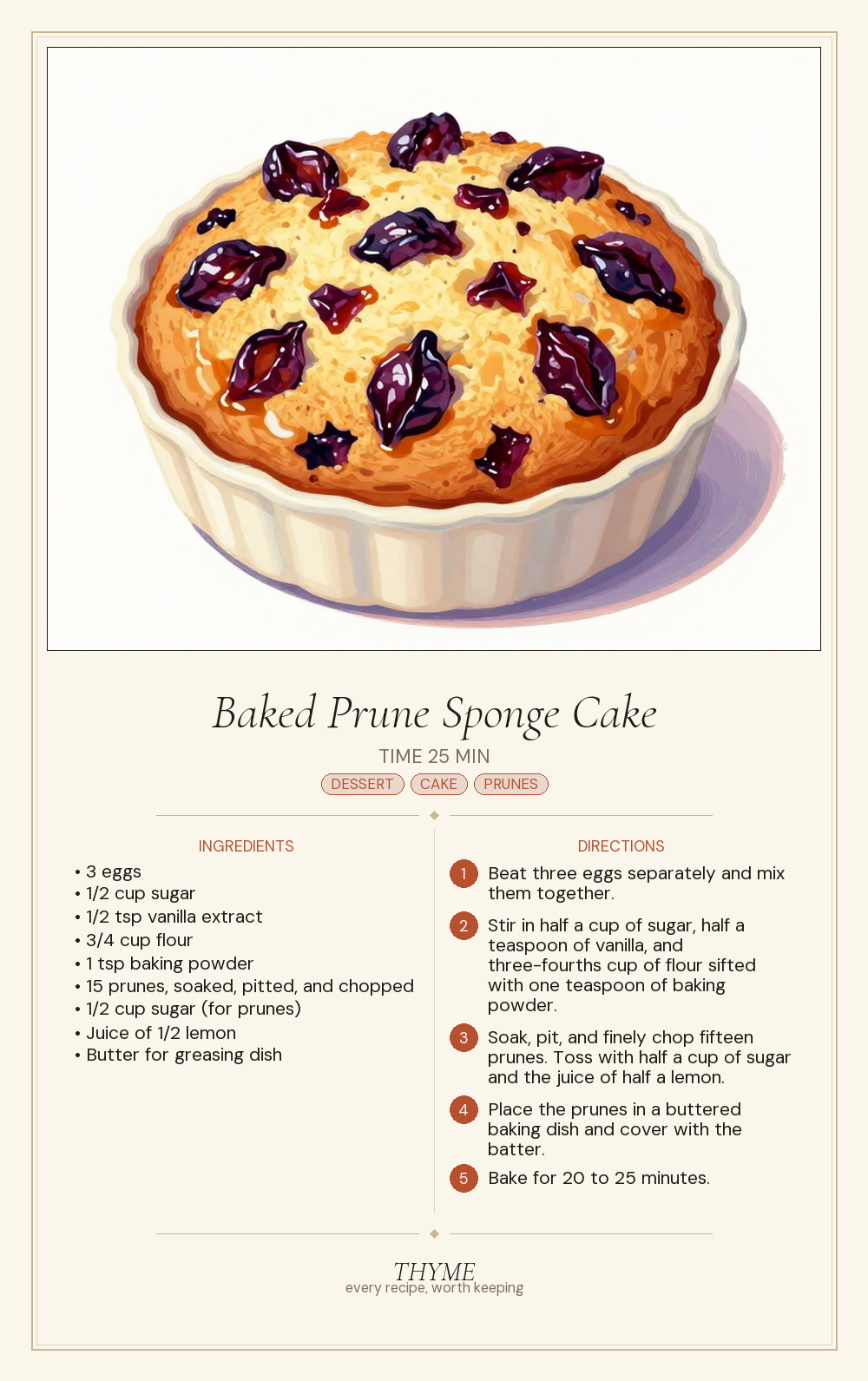 Baked Prune Sponge Cake