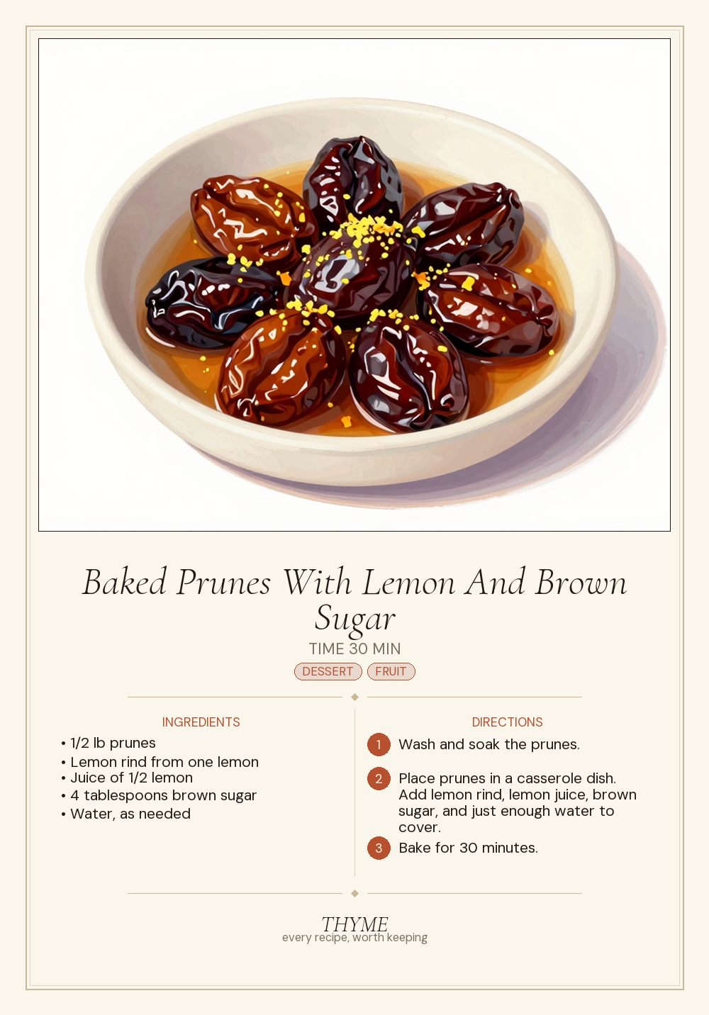 Baked Prunes With Lemon And Brown Sugar