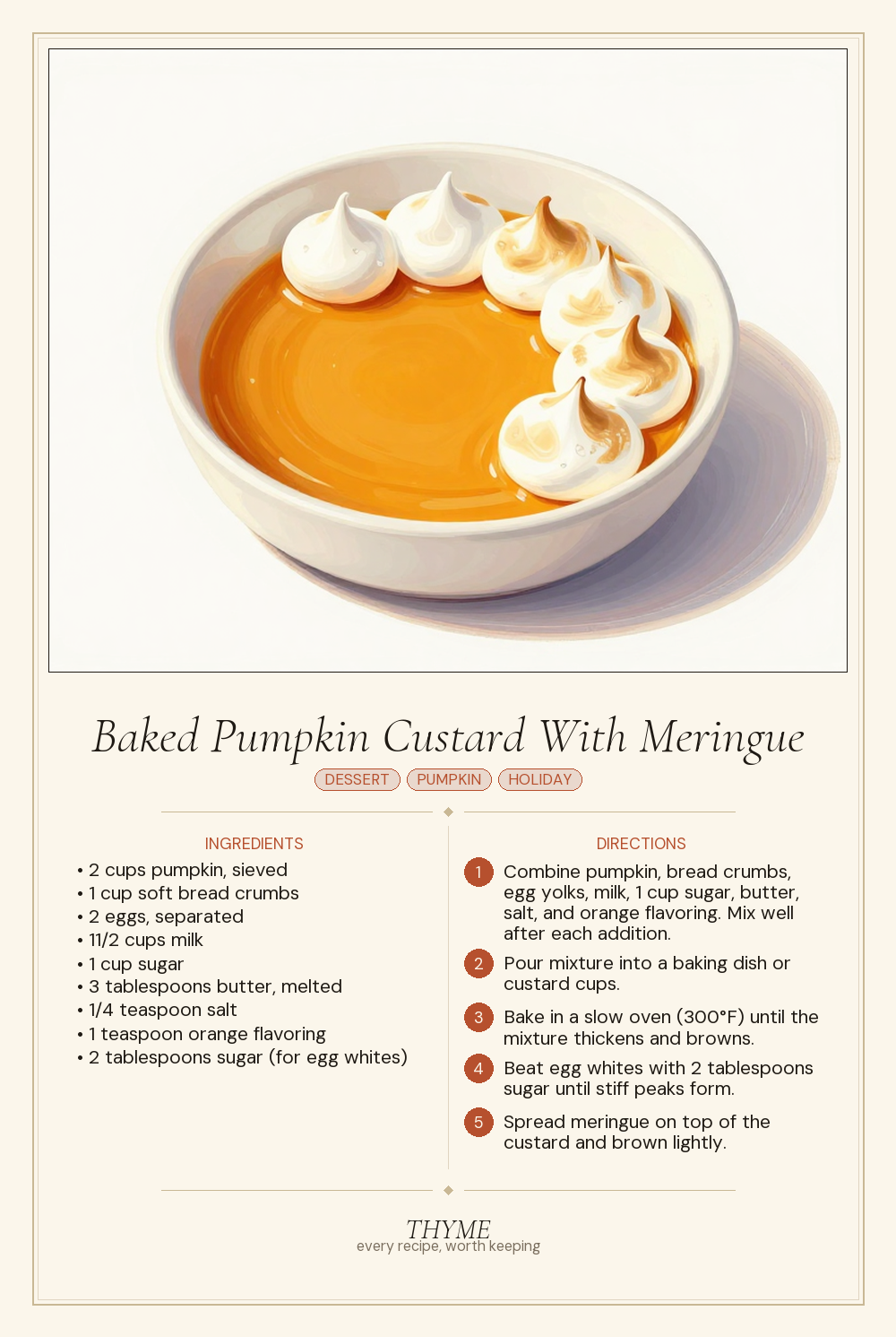 Baked Pumpkin Custard With Meringue