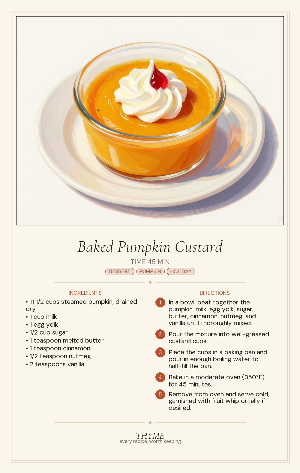 Baked Pumpkin Custard