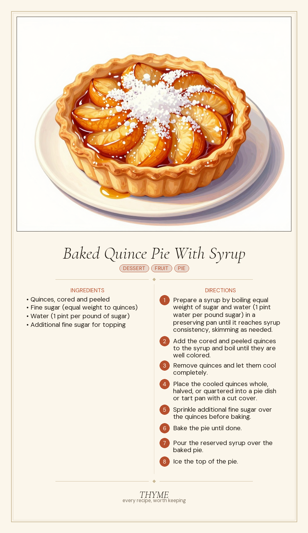 Baked Quince Pie With Syrup