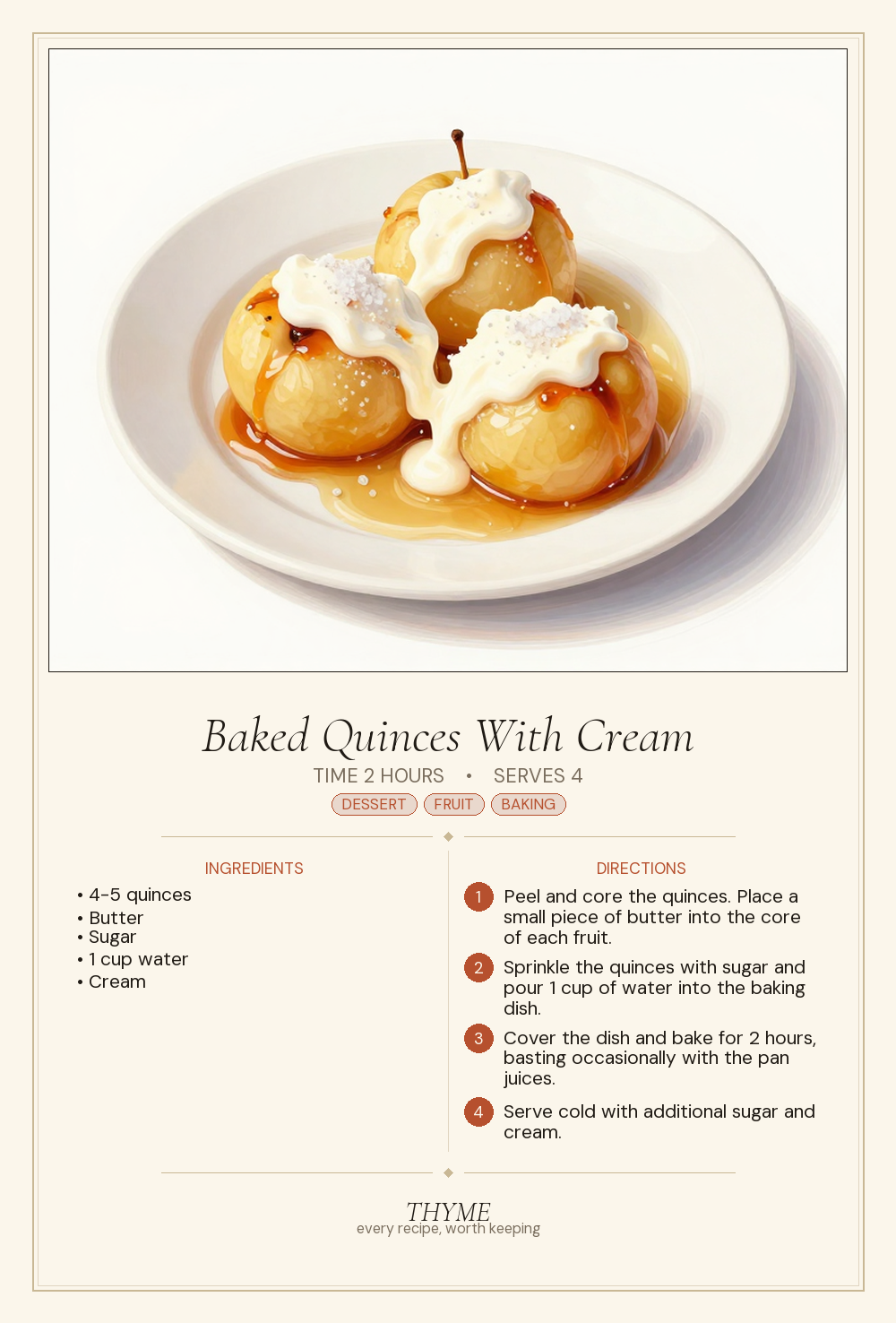Baked Quinces With Cream