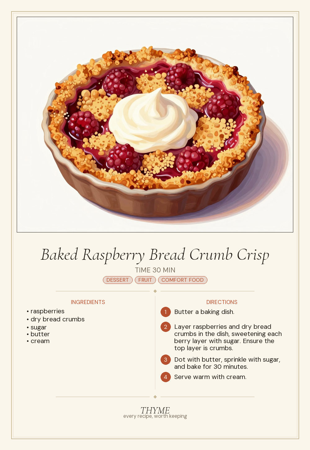 Baked Raspberry Bread Crumb Crisp