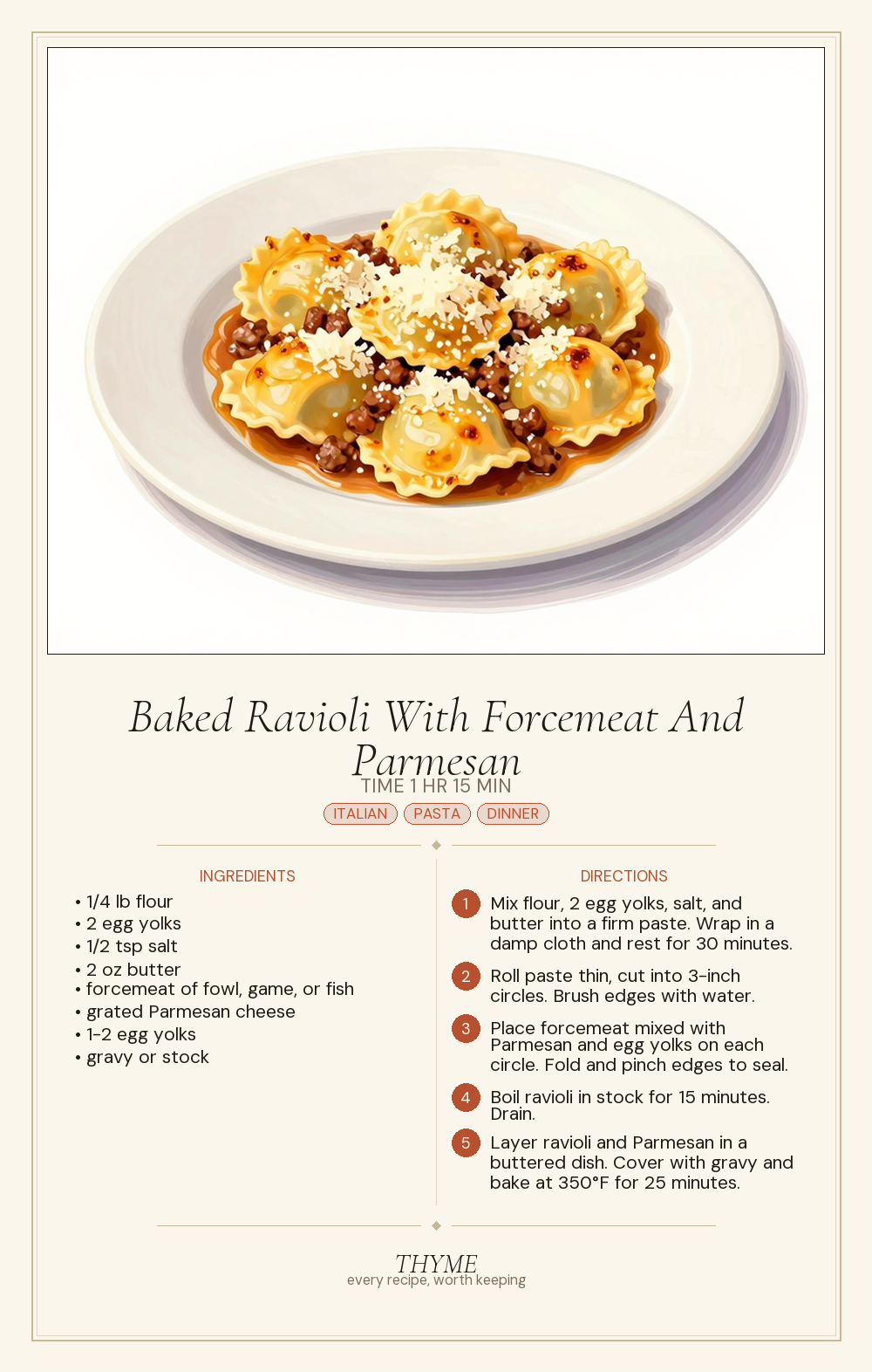 Baked Ravioli With Forcemeat And Parmesan
