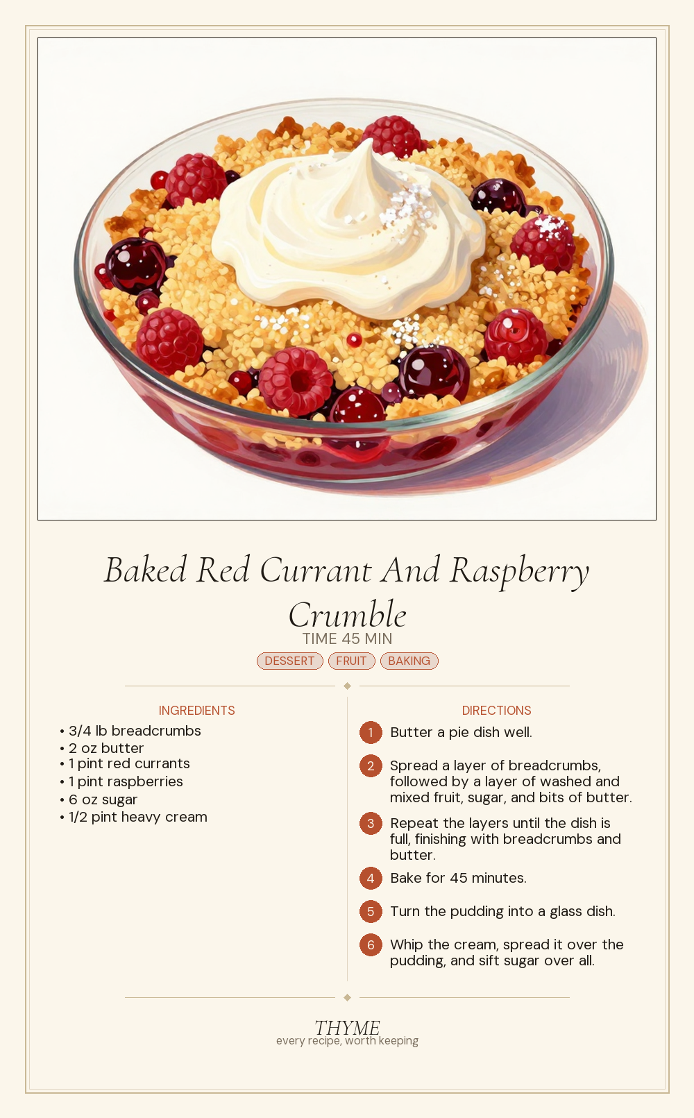 Baked Red Currant And Raspberry Crumble