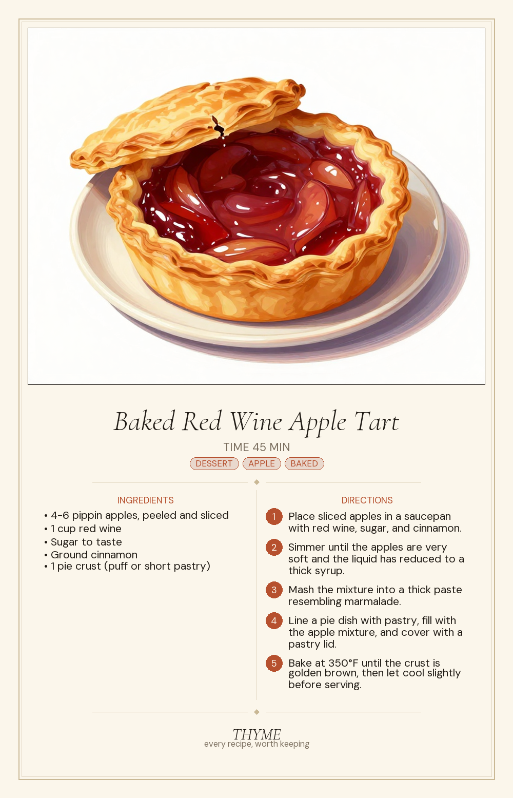 Baked Red Wine Apple Tart