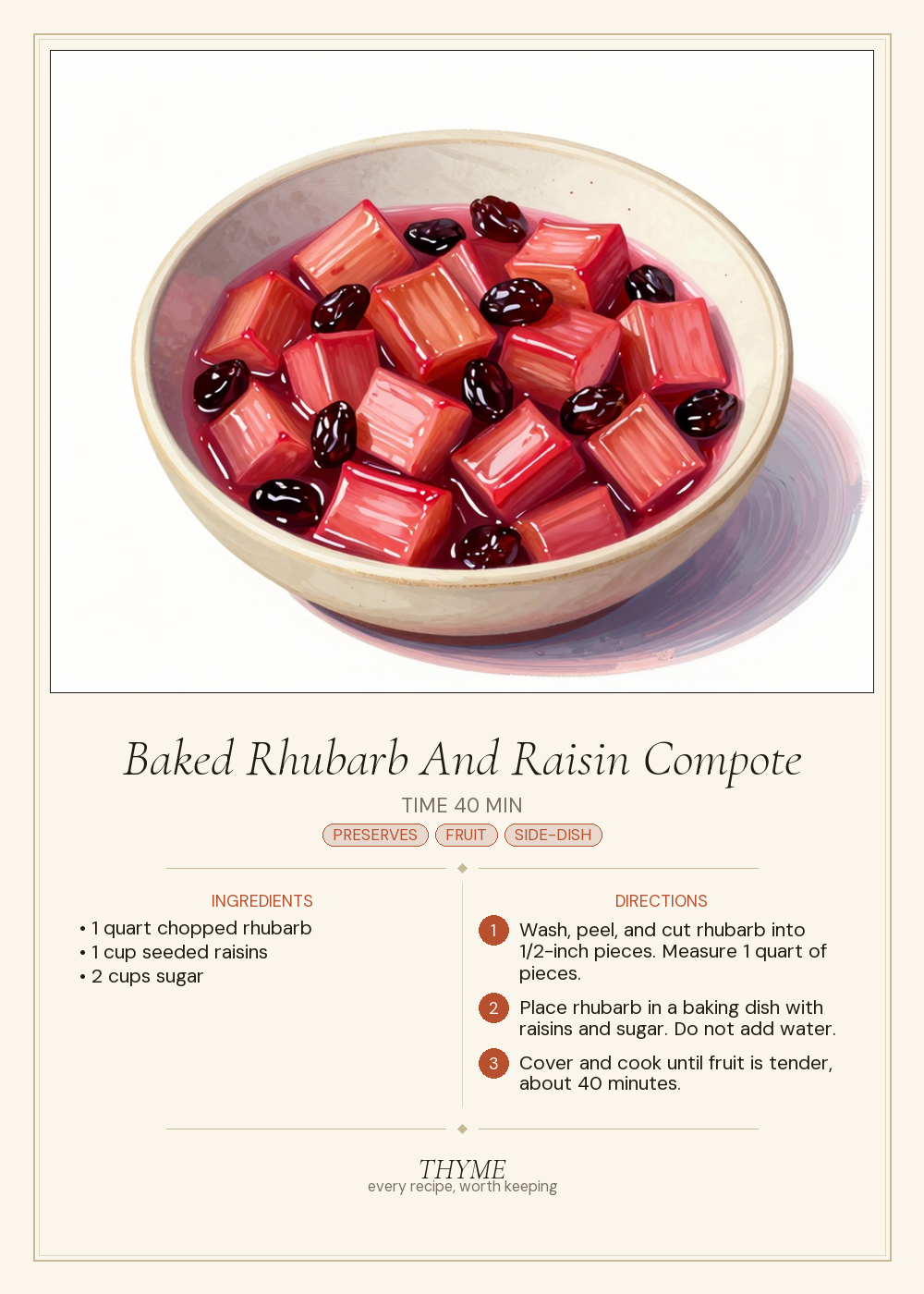 Baked Rhubarb And Raisin Compote