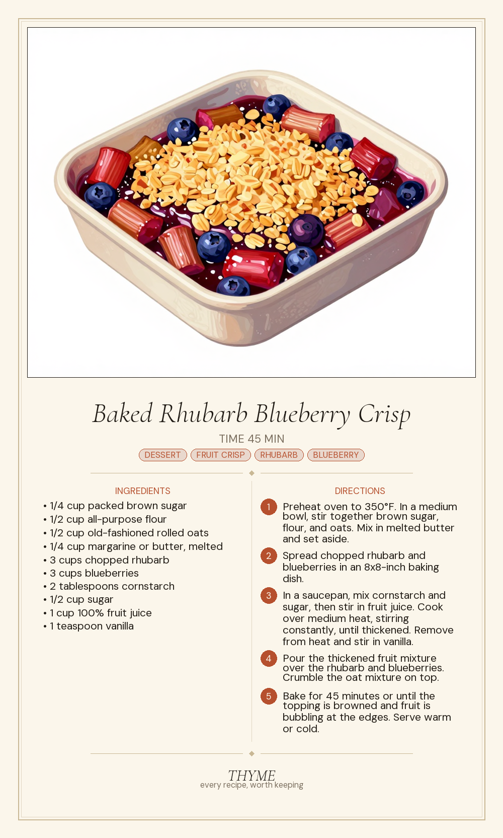 Baked Rhubarb Blueberry Crisp