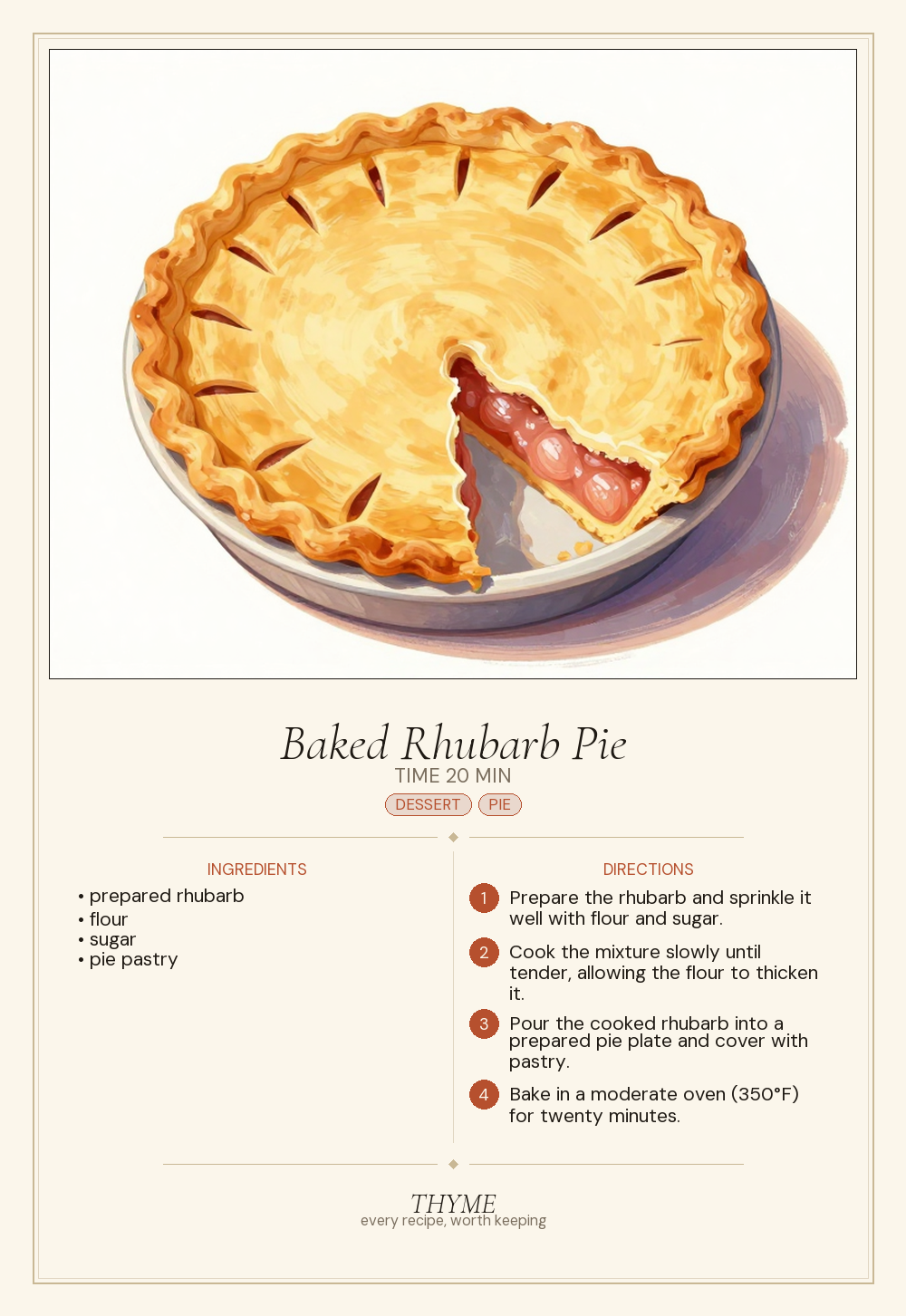 Baked Rhubarb Pie