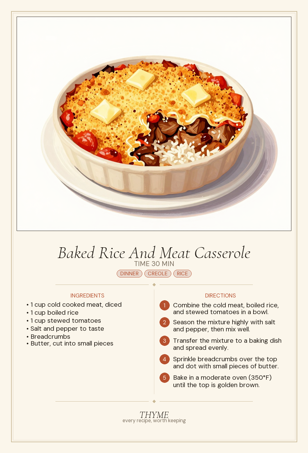 Baked Rice And Meat Casserole