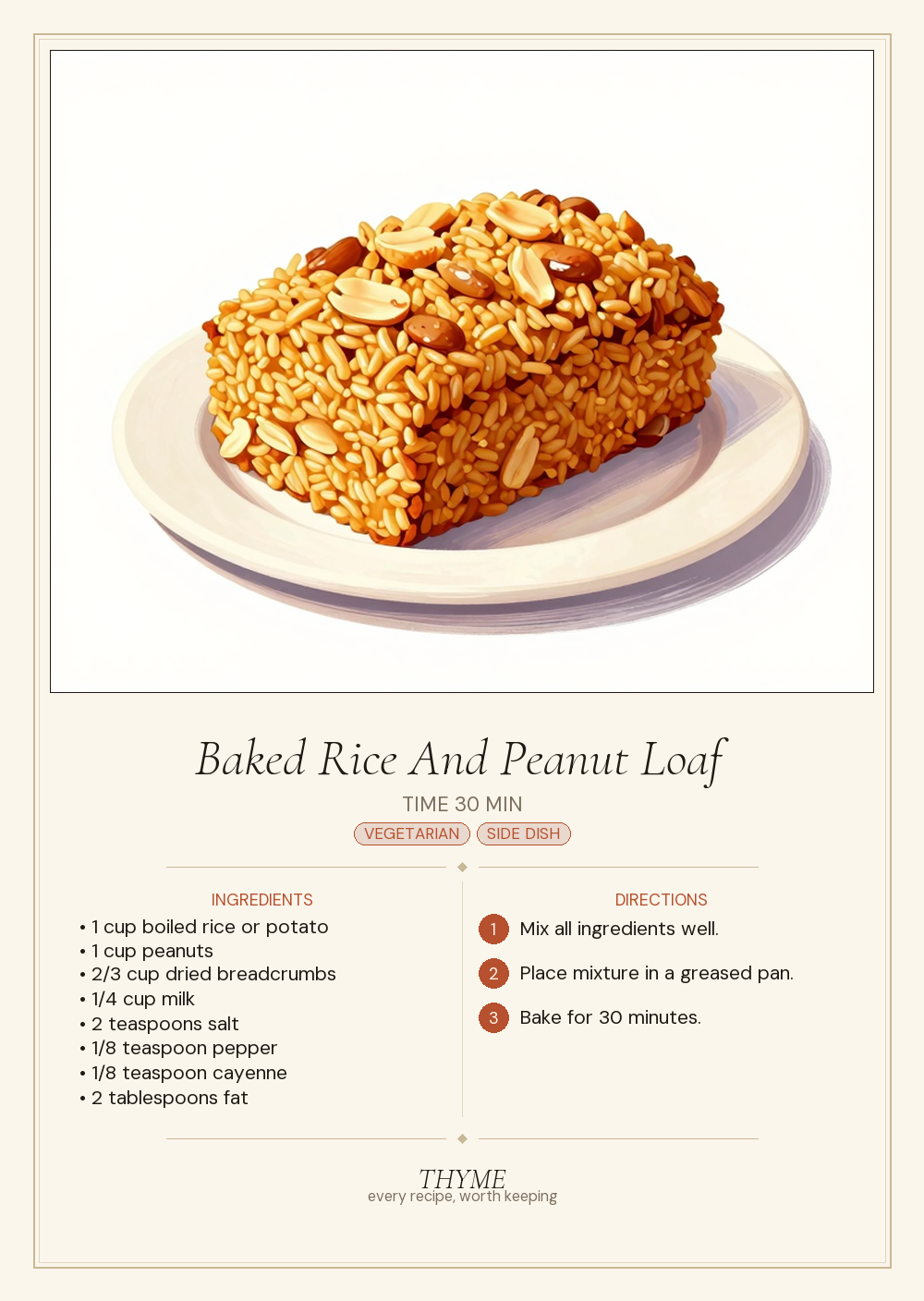 Baked Rice And Peanut Loaf